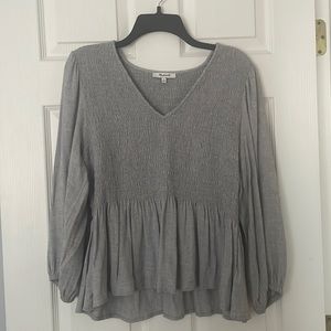 Madewell V-Neck Smocked Peplum Top
